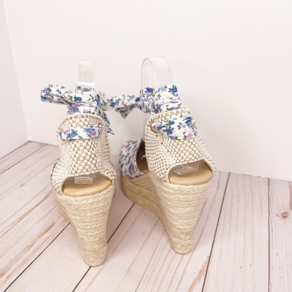 Love Shack Fancy x Manebi Cottagecore Farmcore Floral Wedges Size 10